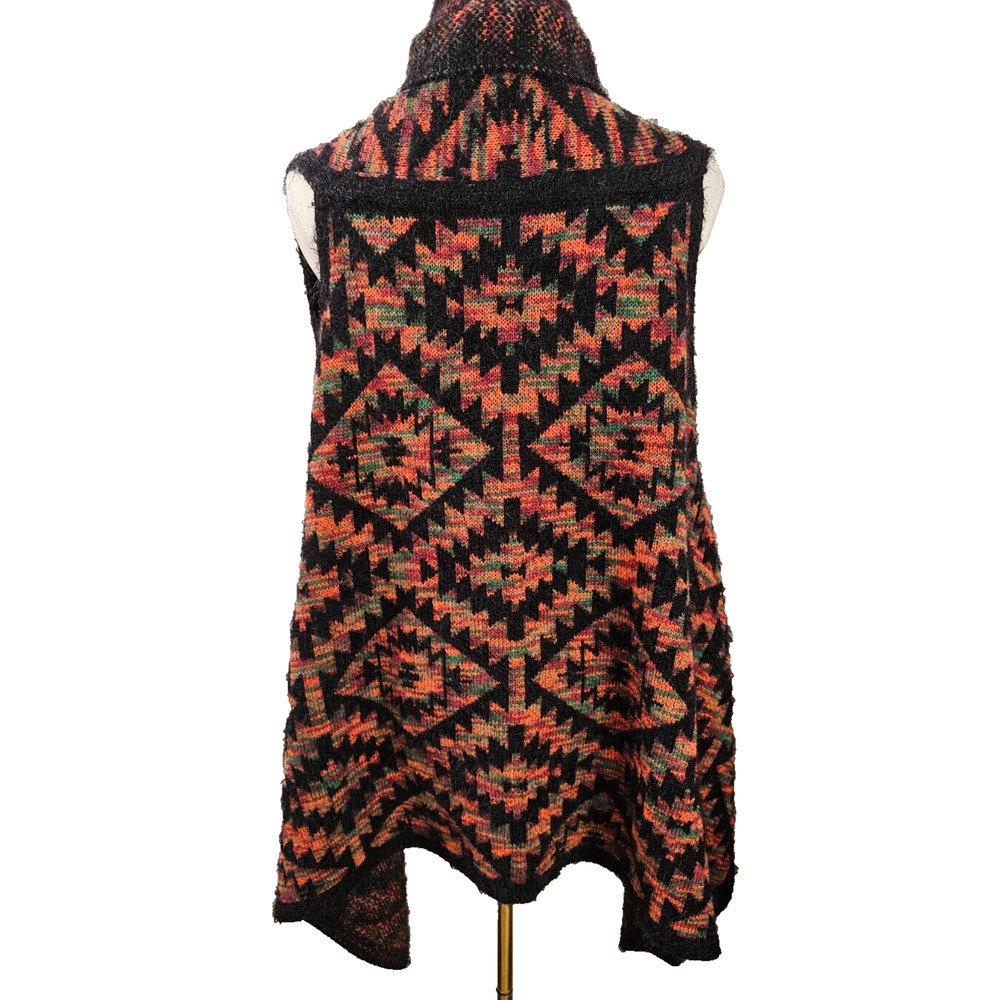 Southwestern Aztec Sweater Cardigan Vest S M L XL Serape Print Shawl Draping‎ OS